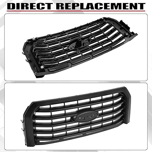 Miniatura 3 de HECASA Rejilla de parachoques delantero compatible con Ford F150 F-150 2015-2017 Reemplazo de camión para FL3Z8200VPTM FO1200581C parrilla superior