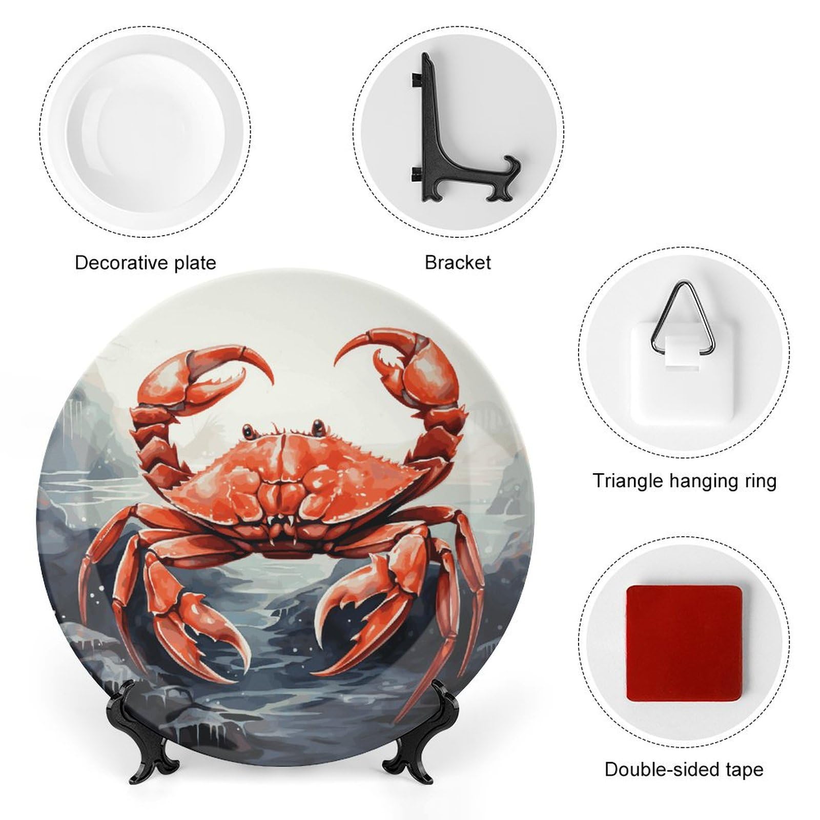 Amazon.com | EKYOSHCZ Bone China Decorative Plate Red Crab Sea