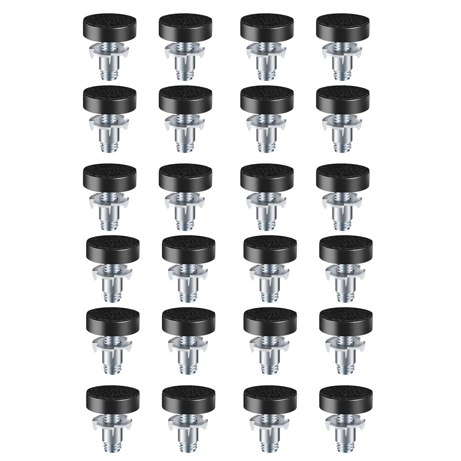 24 Pack Multipurpose Adjustable Furniture Levelers M6Threaded Leg Extenders for Chairs Desks Cabinets Shelves Easy Installion Thread Leveling Screws