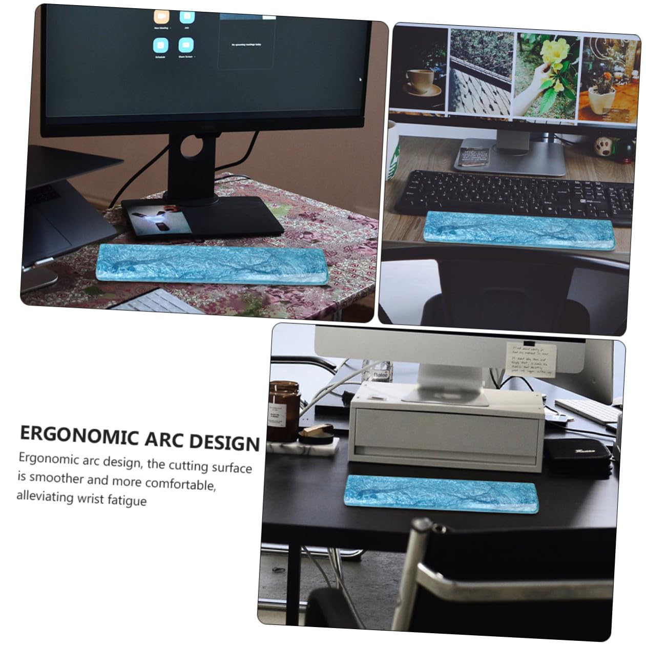 NUOBESTY Ergonomische Blaue Handgelenkauflage aus Epoxidharz für 61-tasten Tastaturen Komfortable Schmerzlinderung bei Gaming und Tippen