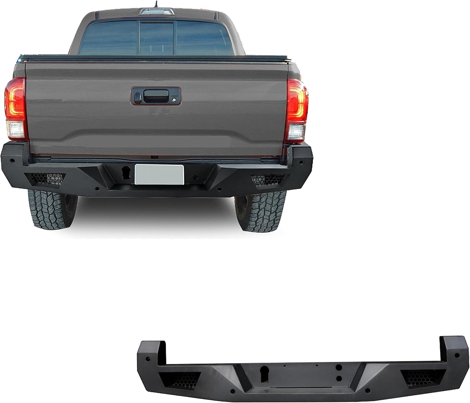 Black Horse Off Road Armour Heavy Duty Rear Bumper Matte Black Compatible with 2016-2023 Toyota Tacoma (Excludes models with Rear Cross Traffic Alert)-ARB-TA16