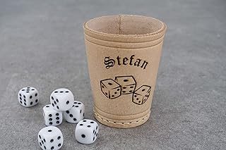 Garage-SixtySix Puzzle Cup with Cubes Design | Real Leather Dice Cup | Includes 6 Dice