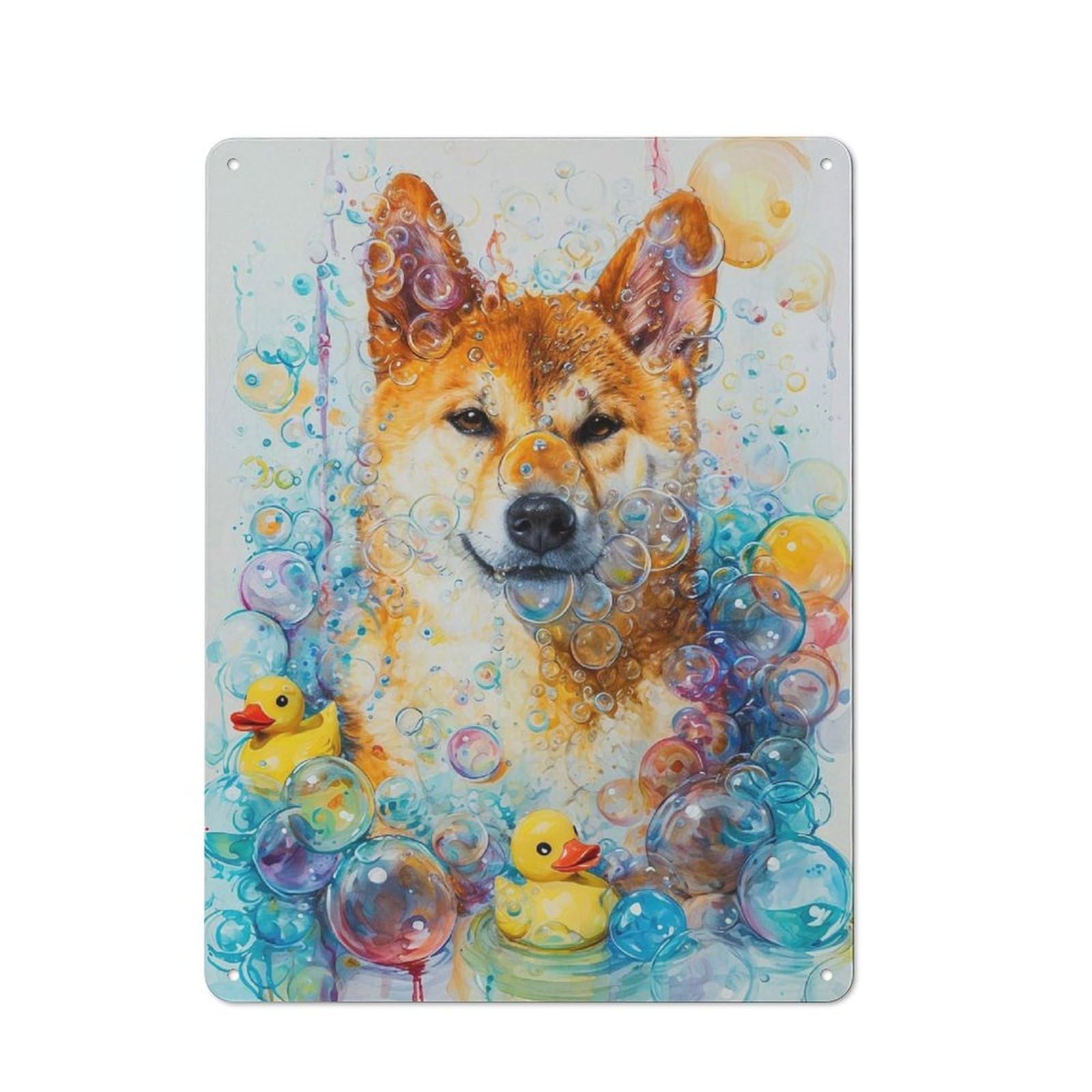 Junmoney A Akita Dog Rustic Metal Sign 40X30cm For Lounge Or Reading Corner, For Reading Corner Decorators