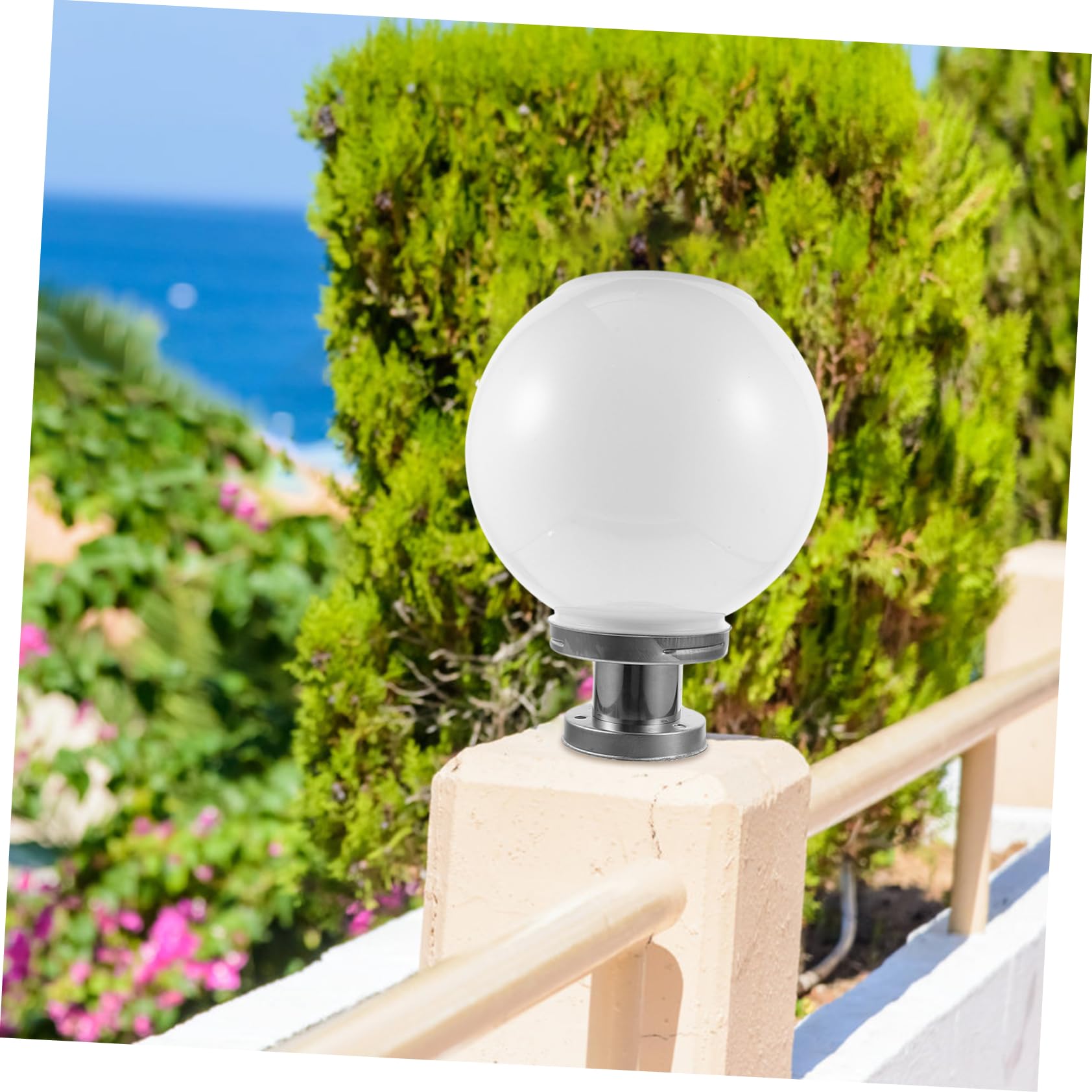 Hemobllo Lampada Solare da Esterno a Forma di Sfera in Plastica per Parete e Giardino, Luce da Cortile Bianco per Illuminazione Solare Outdoor