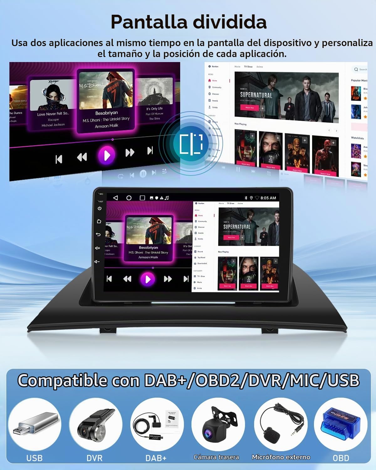 NHOPEEW 2G+64G Android Car Radio para BMW X3 E83 2004-2012 - Wireless Carplay & Android Auto - 9 Pulgadas Stereo con WiFi EQ GPS Mirror Link FM RDS + AHD Cámara de visión Trasera&Mic