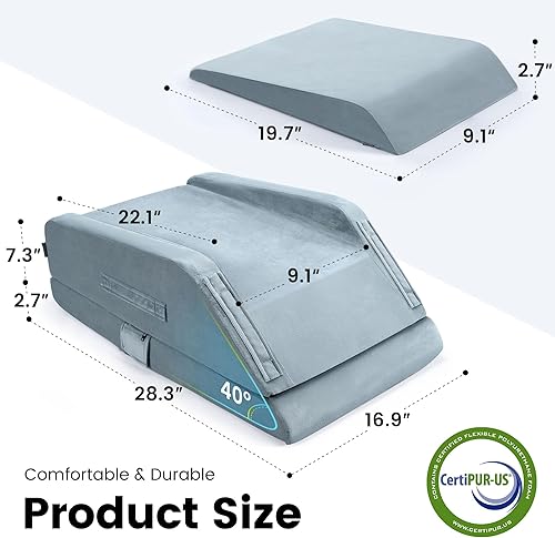 Miniatura 2 de OasisSpace Almohadas de elevación de doble pierna para después de cirugía o descanso, almohada de espuma viscoelástica de una sola pierna con funda