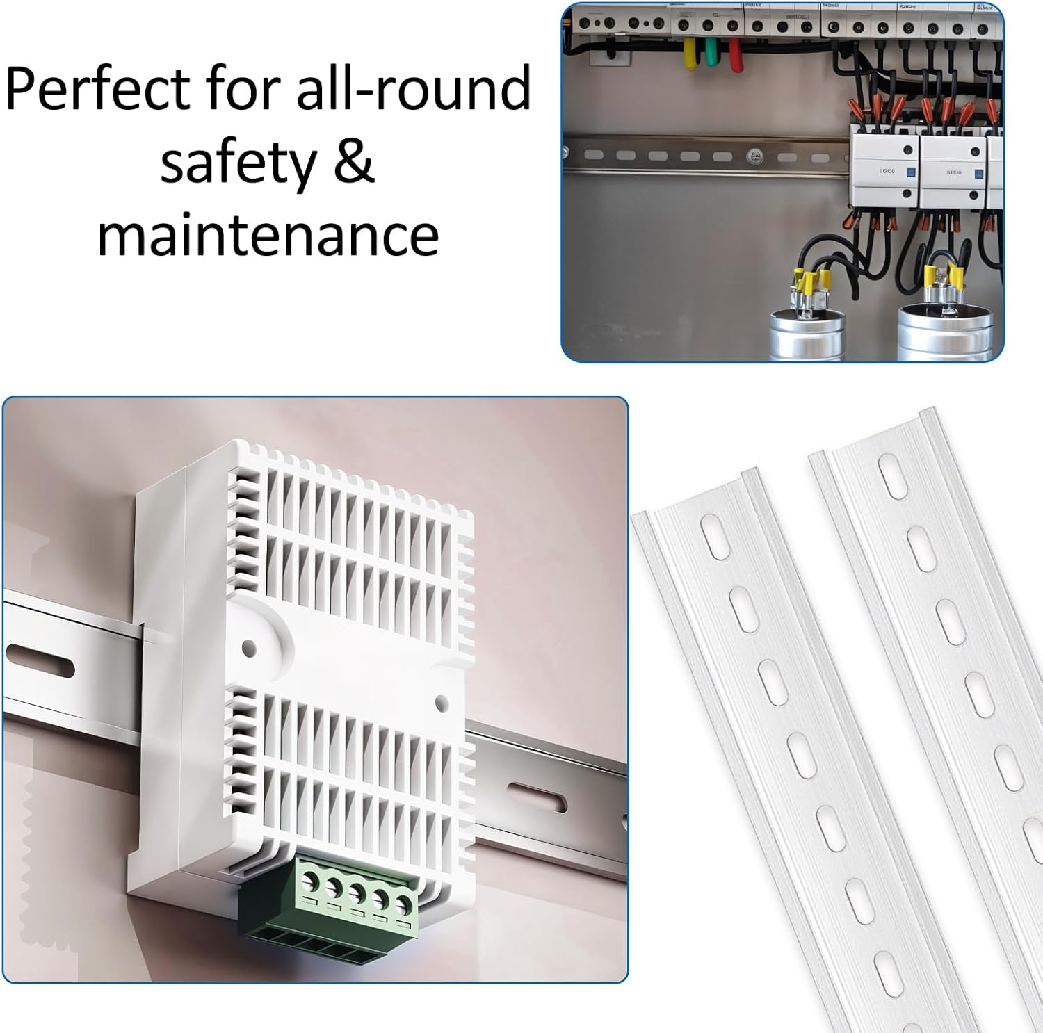 2 Pack Silver Aluminum Rails,Din Rail Mount,Aluminum DIN Rails for Industrial Dins Rail Mount Applications,300mm Long x 35mm Wide x 7.5mm High