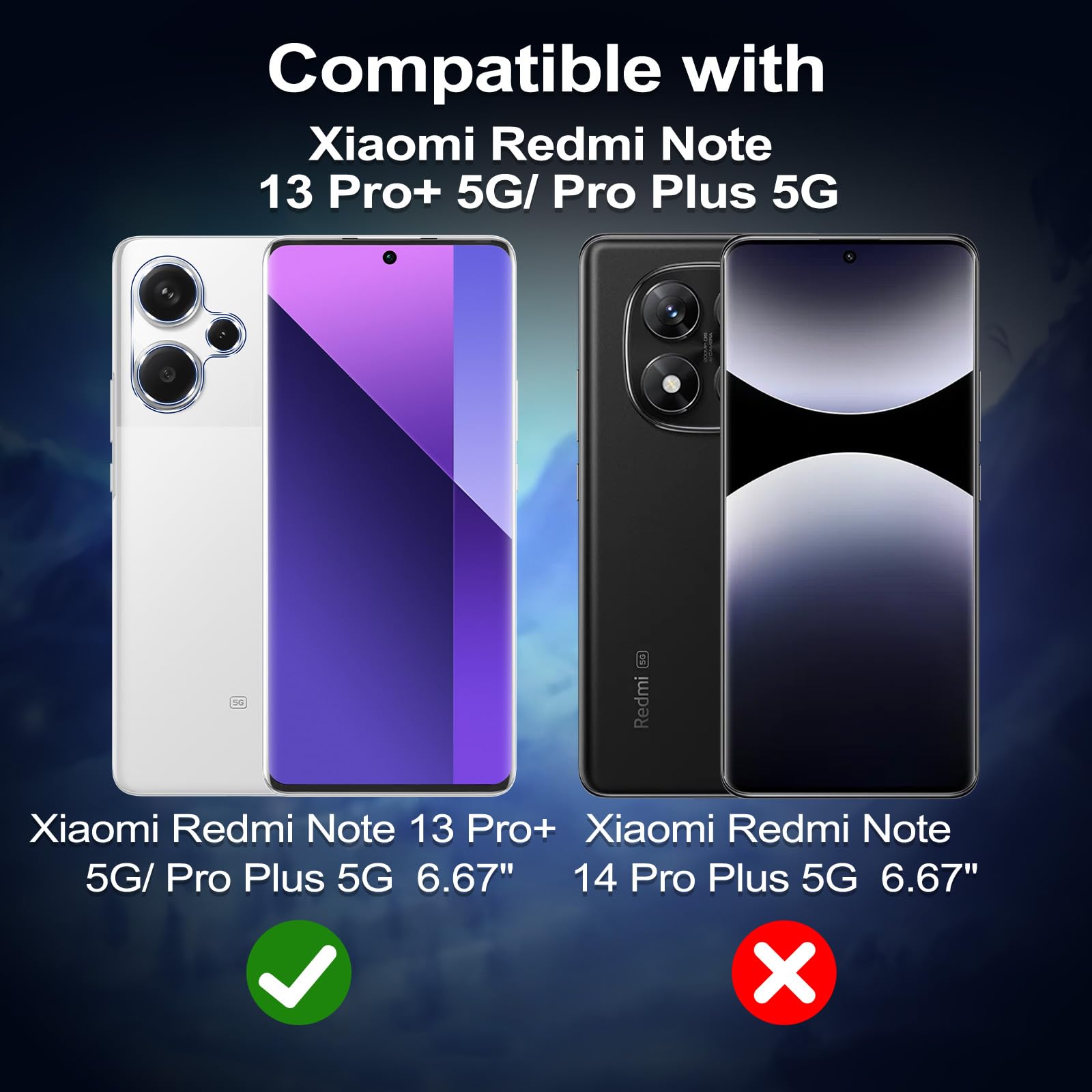 Kokio 2 Pezzi Vetro Temperato per Xiaomi Redmi Note 13 Pro+ 5G/ Pro Plus 5G con 2 Pezzi Pellicola Protettiva Fotocamera Posteriore, Durezza 9H, HD, Anti-Graffio, Senza Bolle Vetrino Schermo