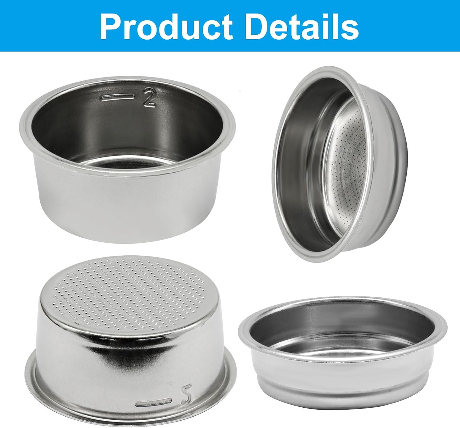 51mm Stainless Steel Coffee Filter, 1 Cup+Double Cup image 4