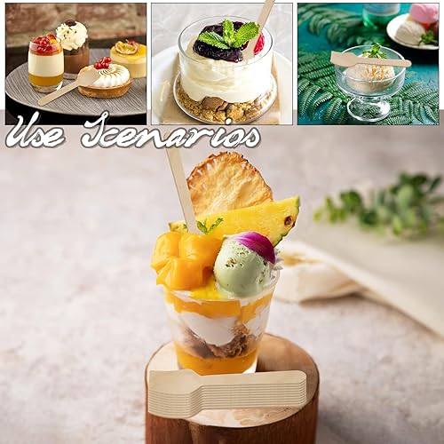Vista 5 de Cucharas desechables de madera Cucharas de degustación Cucharas de helado Cucharas de muestreo (300, 3.75 pulgadas)