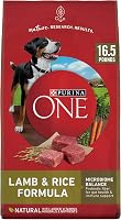 Purina ONE Lamb & Rice Dry Dog Food 16.5 lb - Natural High-Protein Formula with Prebiotics for Gut Health & Strong Muscles