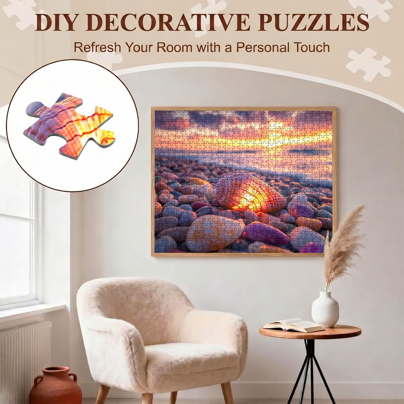 Puzzle 4000 Pezzi Classici, Puzzle spiaggia conchiglia 141 x 87 cm, Gioco Educativo e Antistress in Legno con Poster Incluso, Ttività DIY per Famiglia, Regalo per Appassionati, Decor Parete, f0-268