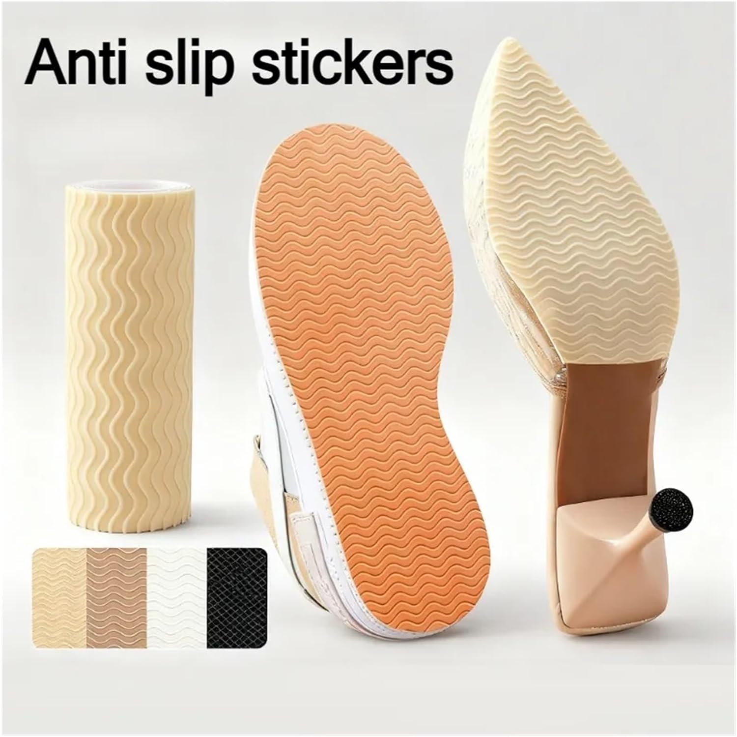 10 Pcs Anti Slip Shoe Soles Stickers Non Pads Self Adhesive Wear Resistant Shock Absorbing Sole Grips(Khaki)
