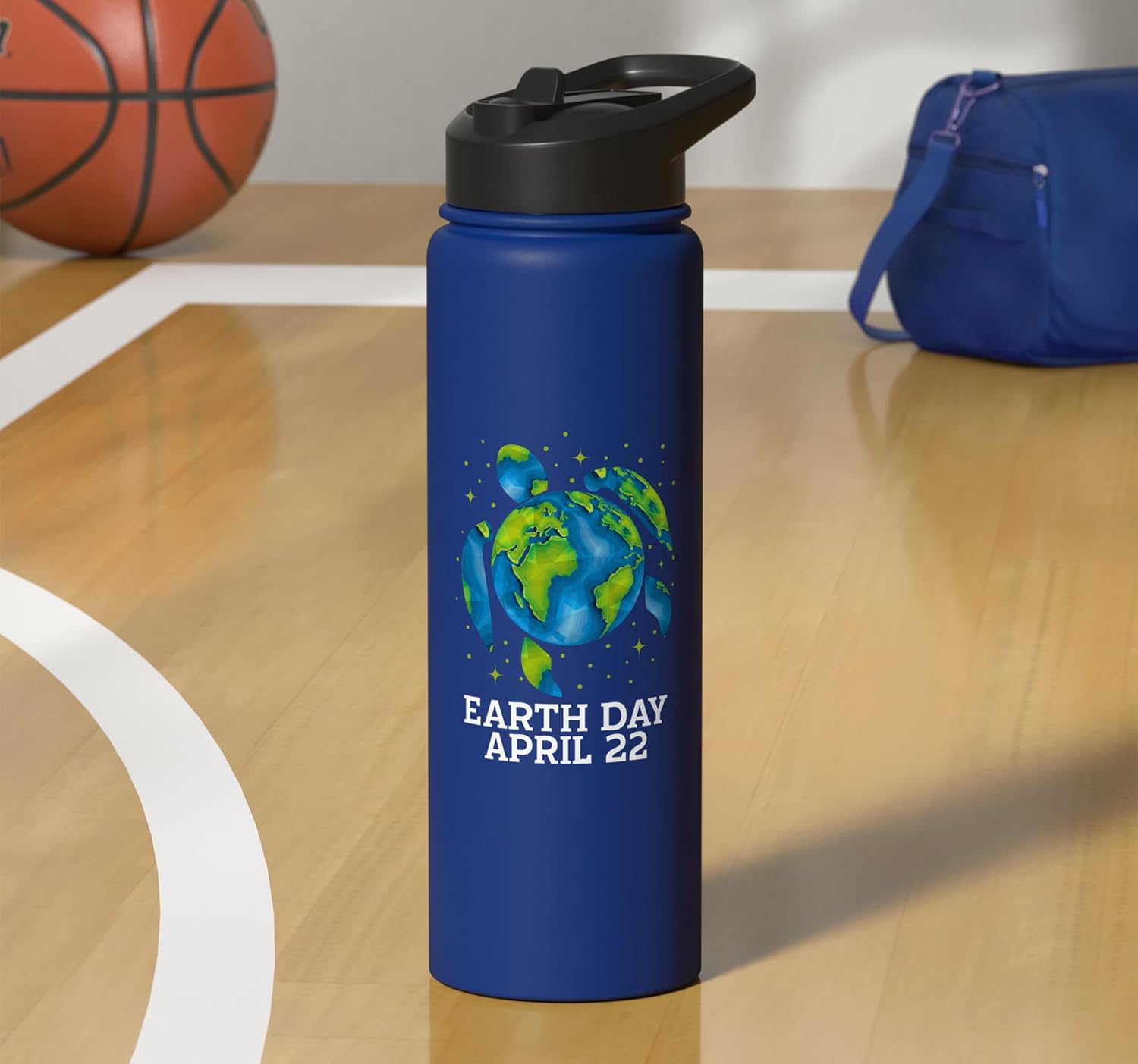 Earth Day 2027 Restore Recycle Sea Turtle Save the Planet Stainless Steel Insulated Water Bottle