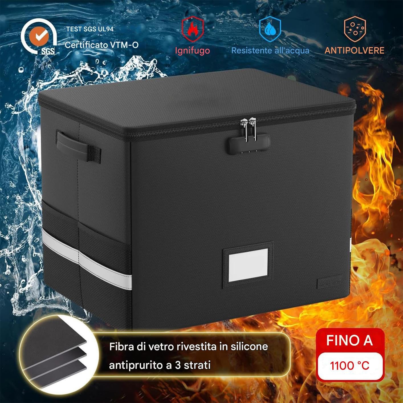 Scatole Di Archiviazione Per Dischi, Cassetta di Conservazione con Coperchio e Maniglie per Collezione di Album di Valore, Porta Documenti Organizzatore Impermeabile e Resistente al Fuoco per
