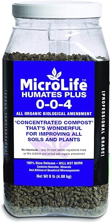 MicroLife Humates Plus 0-0-4 Professional Grade Granular Concentrated Compost Soil Amendment & Conditioner for Improving All Plants & Soils, 9 LBS