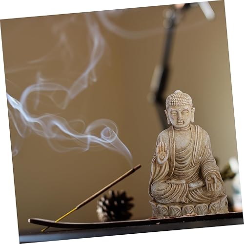 Miniatura 4 de EXCEART Estatua de Buda de resina realista en miniatura de meditación escultura de Buda Feng Shui accesorio para meditación y relajación