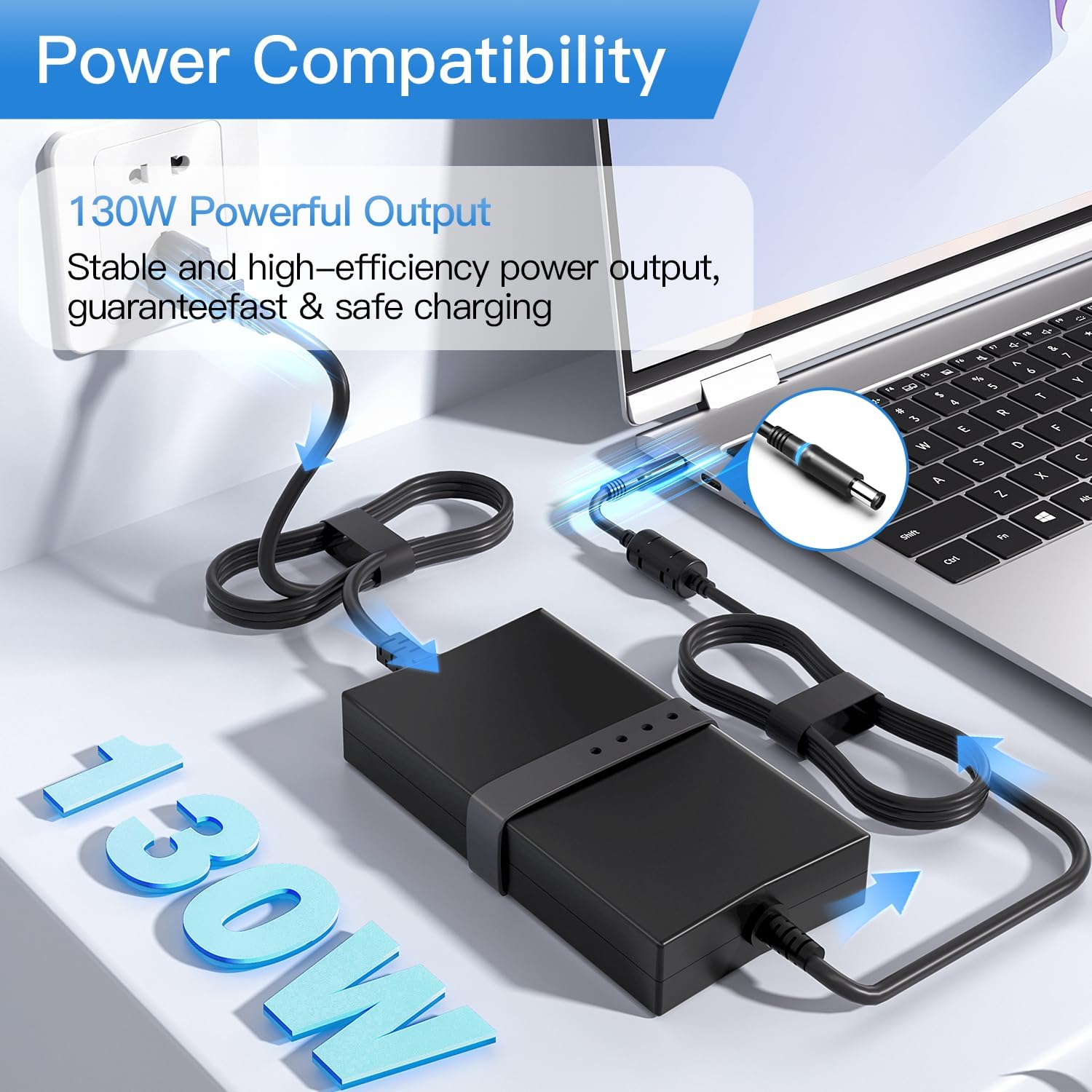 130W AC Charger Fit for Dell XPS 15 L502X L501X 17 L702X 15 7000 7559 Dell G3 G5 PA-4E LA130PM121 DA130PE1-00 JU012 CM161 Laptop Power Supply Adapter Cord
