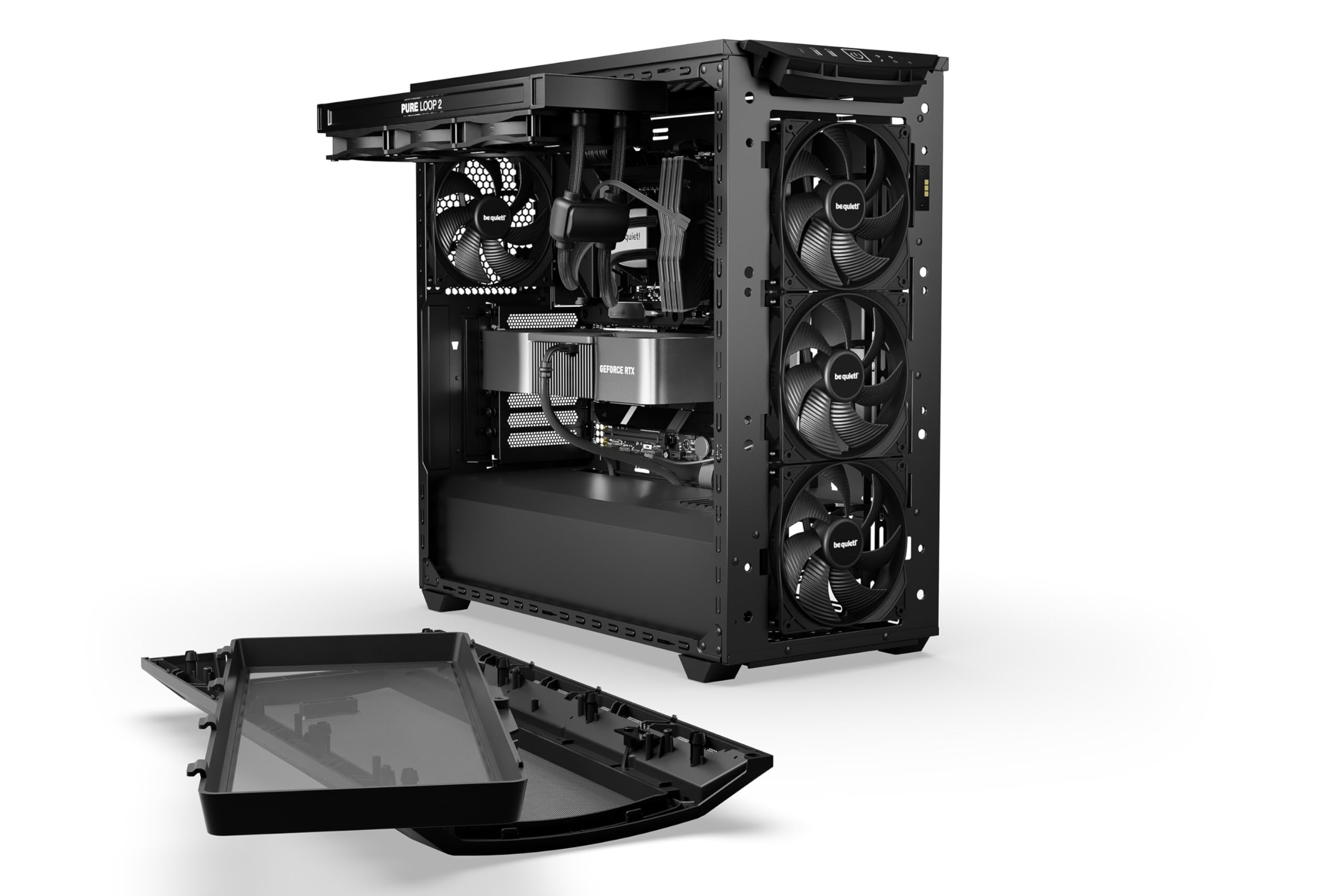 be quiet! Shadow Base 800 Obudowa PC, wentylatory Pure Wings 3 140 mm PWM, USB 3.2 Gen. 2 Type-C, maksymalny przepływ powietrza, konstrukcja Open Mesh, płyta główna E-ATX, radiatory 420 mm