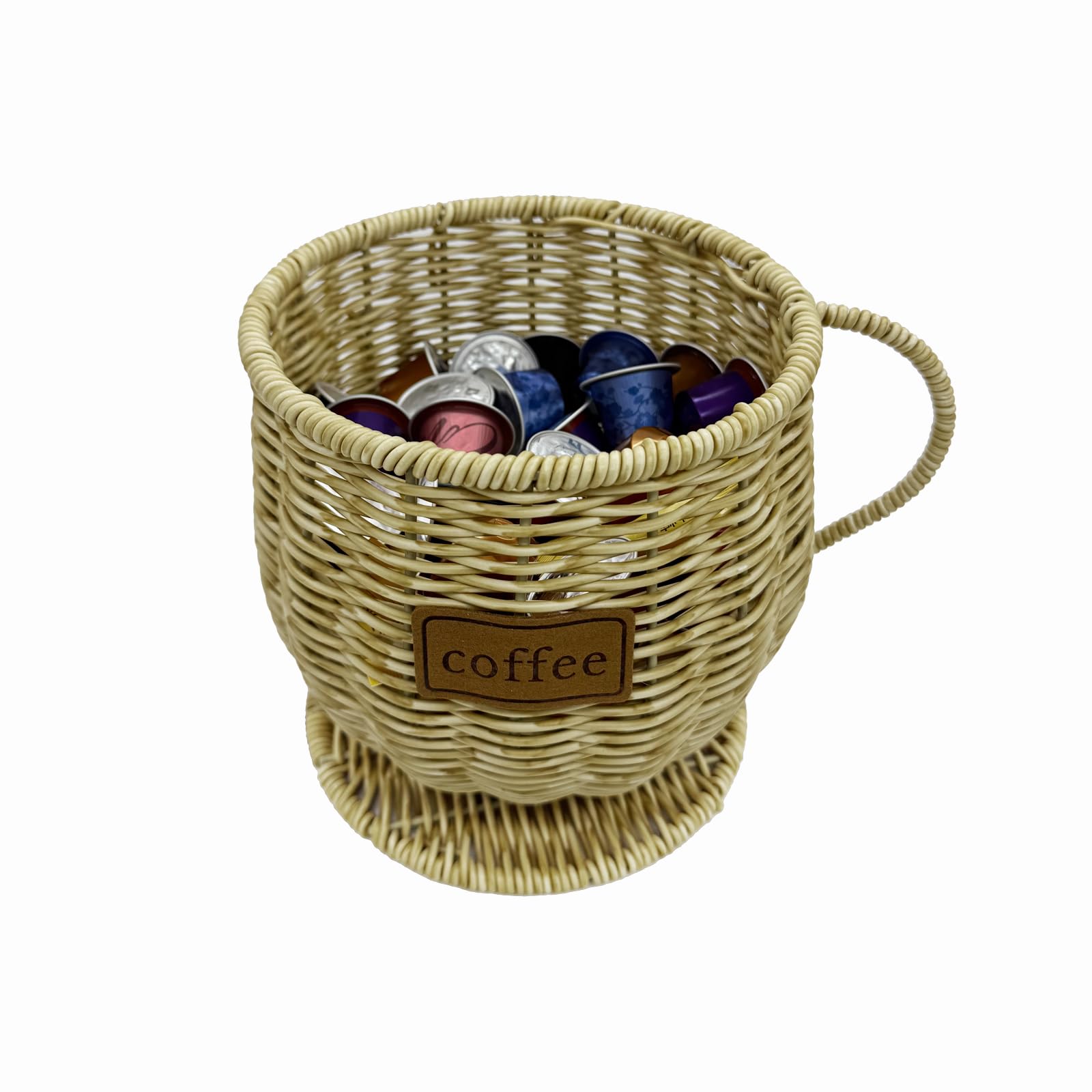 WuJiLiving Large Woven-Look Coffee Pod Storage Basket, Coffee Bar Organiser