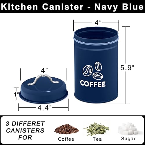 Miniatura 2 de TeamFar Juego de recipientes para encimera de cocina, juego de 3 recipientes de cocina para café, azúcar y té, recipientes de almacenamiento de