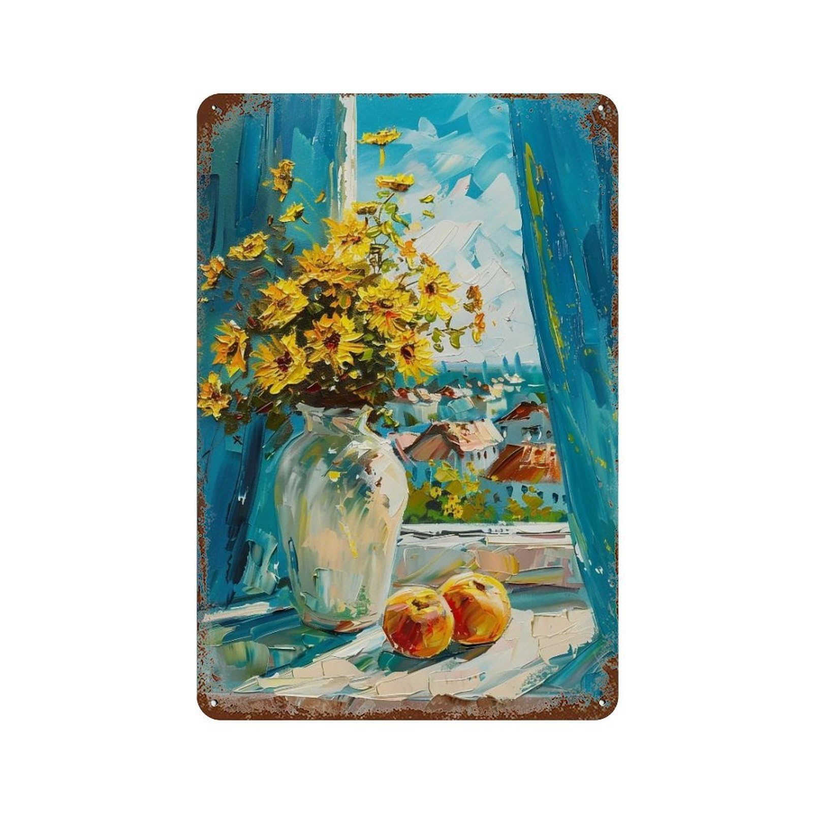 Hduryeyryy Multicolour Daylight Floral Still Life 02 Wall Retro Iron Vintage Art Metal Tin Sign Poster Modern Home Cofffee Club Art Bar Shop Decor 30X20cm