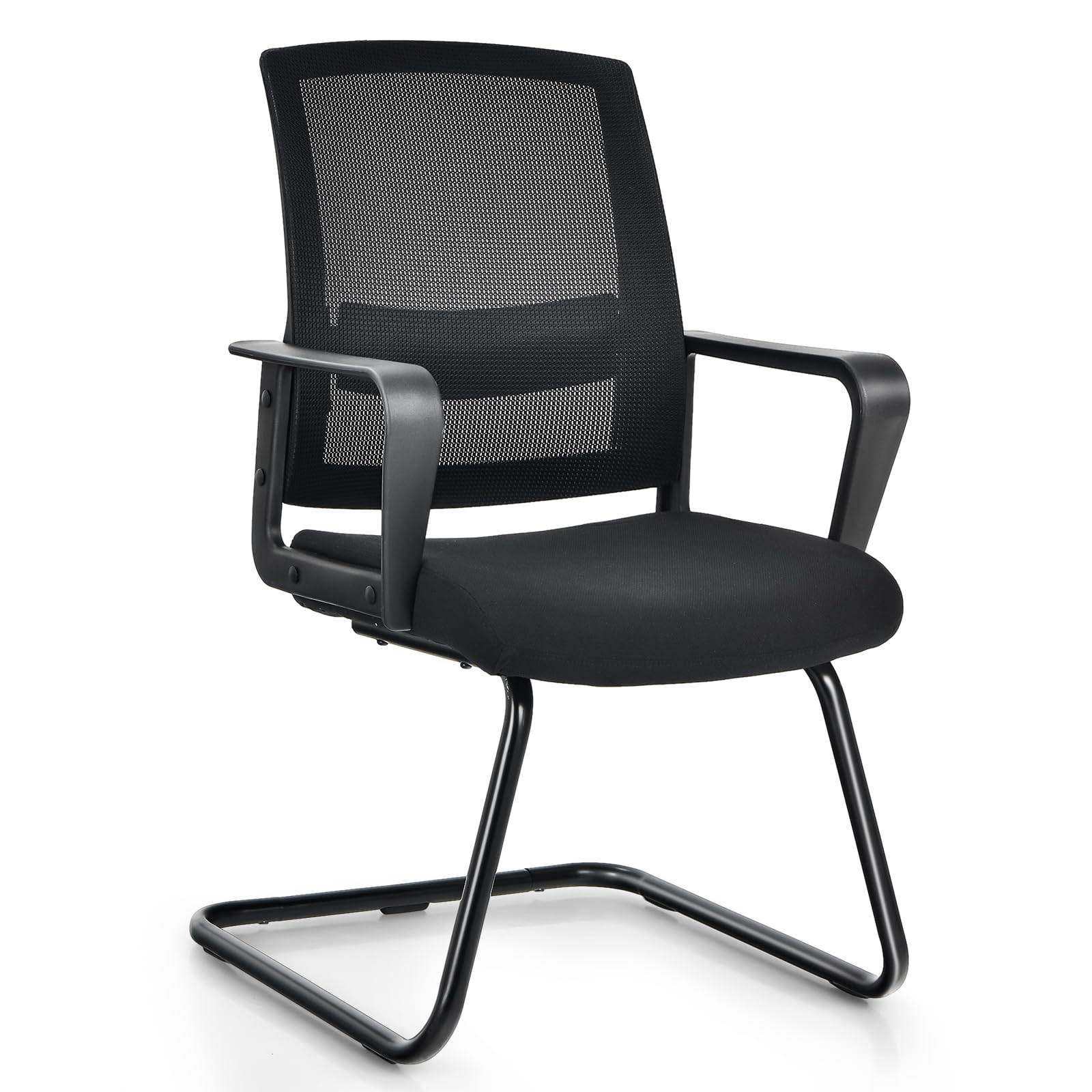 GIANTEX Sedia da ufficio, per riunioni e riunioni, ergonomica, con braccioli e supporto lombare, struttura in metallo, portata fino a 136 kg, seduta imbottita