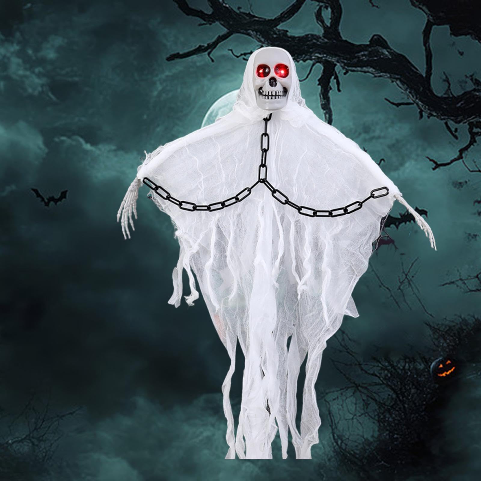 Halloween Skelett Dekoration Hängendes DIY Deko mit Realistischem Design Und Einfacher Aufhängung für Themenpartys Und Veranstaltungen, Weiß