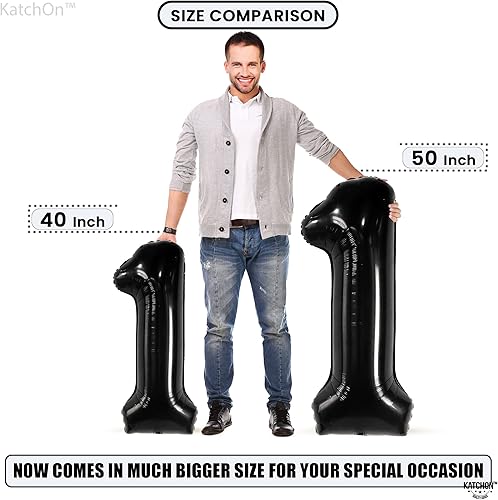 Vista 2 de KatchOn Globo negro del número 1 para el primer cumpleaños, gigante de 50 pulgadas, decoraciones de One Rocks, globos de Happy Dude