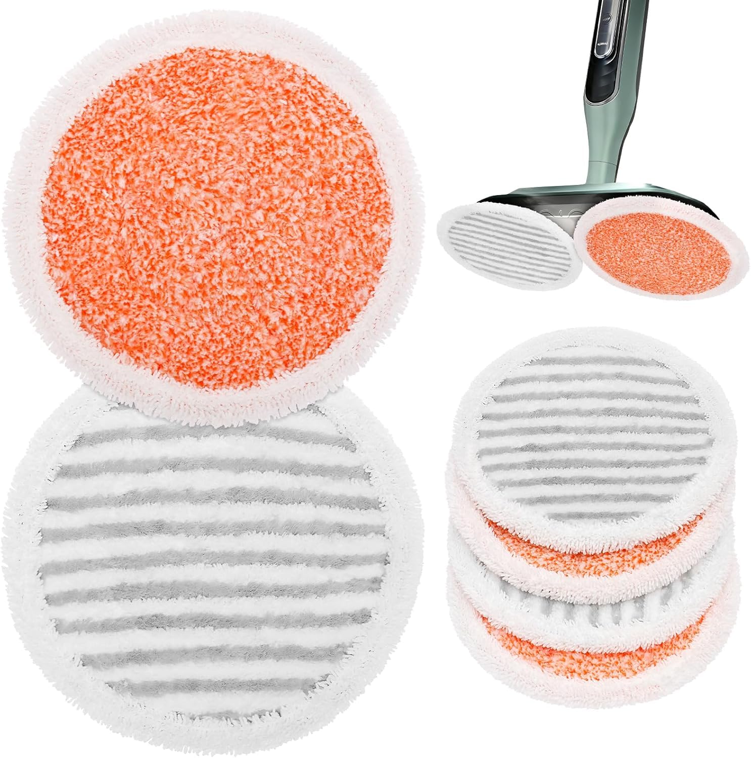 NIHUIFDPY 6 Pack Steam Mop Replacement Pads Compatible with Shark S7000 S7201 S8001 S8201 S7001 Series, Washable Reusable Microfiber Scrubbing Mop Pads for Sealed Hardwood & Tile Floors-image-17
