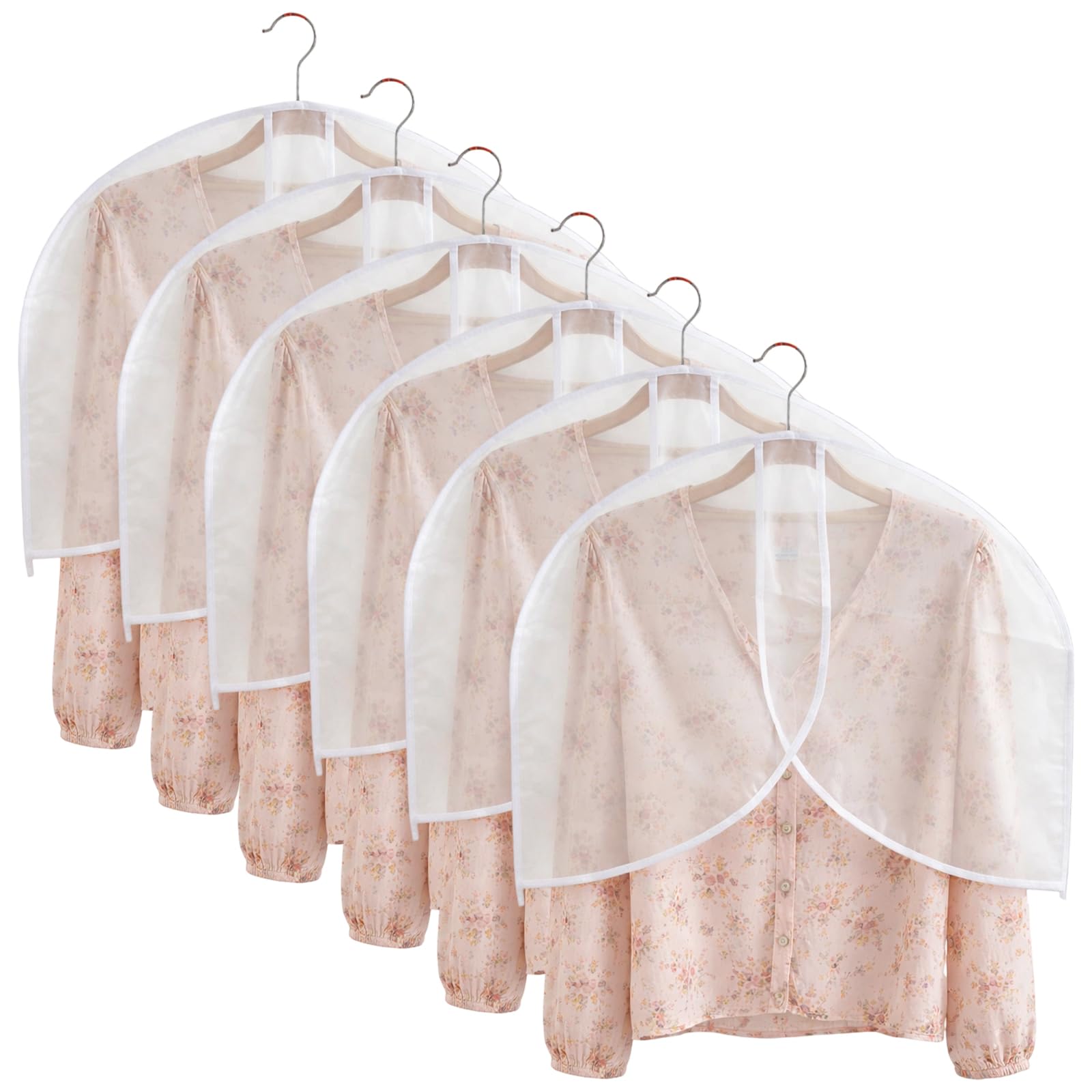 6PCS Clothes Covers Protector Bags, Wardrobe Cover For Hanging Clothes, Dust-Proof Storage For Open Closets, Half-Body Garment Covers