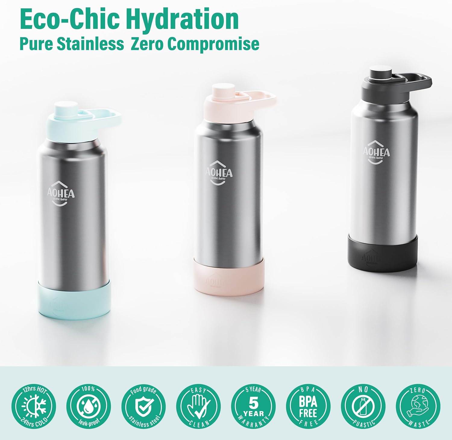 32oz(26+6) oz Insulated Water Bottle with straw and Hidden storage(6oz), Stainless Steel Double Walled Vacuum Sports Water Bottle with 2 Lids for Gym Camping Hiking (Blue, 32oz) - Image 5