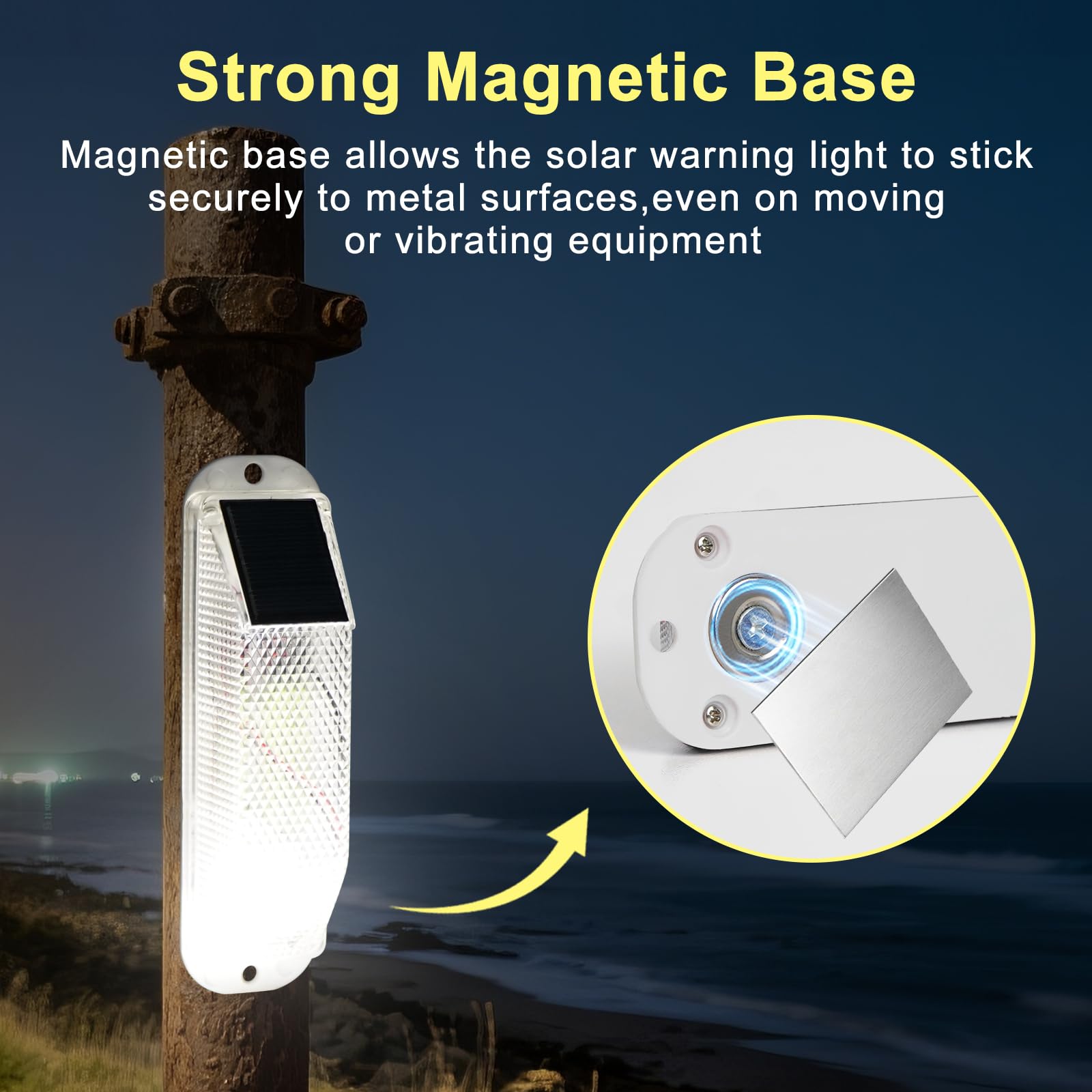 Solar Stroboskop Lampe mit Starker Magnetfuß, Helle LED Leuchtfeuer, IP54 Wasserdicht für Fahrzeug, Auffahrt, Baustelle, LKW, Outdoor, 4 Stück, Rot