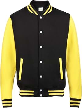 AWDis Hoods Varsity Letterman Jacket Jet Black/Sun Yellow XS
