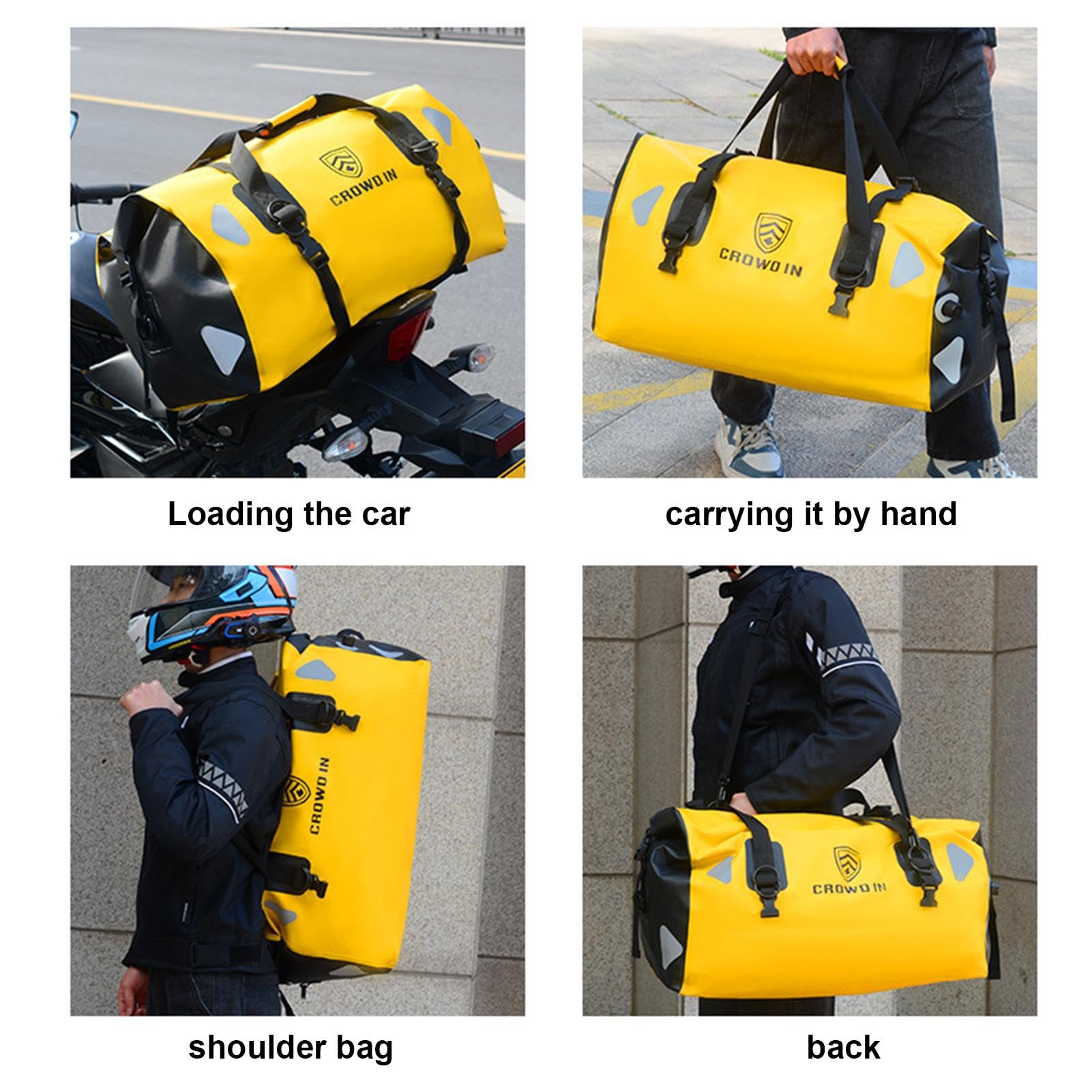 Borsa da sella da Moto, Borsa da sedile posteriore per Moto | Borsa laterale impermeabile 40/65 L,Sella di Stoccaggio multifunzionale, Borsa rimovibile rimovibile, Borsa da Moto portatile