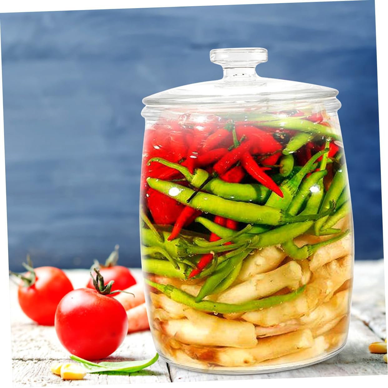 POPETPOP Barattolo Ermetico in Vetro Trasparente per Sottaceti e Biscotti con Sigillato Contenitore Riutilizzabile per Uso Quotidiano e Fermentazione Domestica