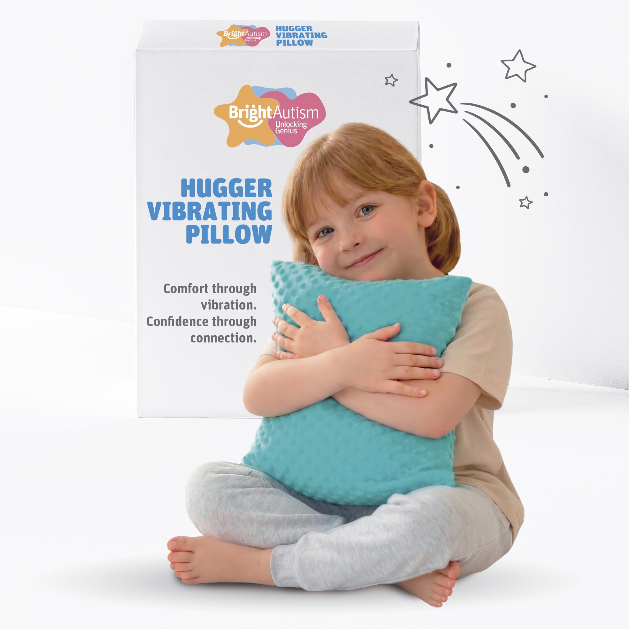 Bright Autism Hugger Pillow for Sensory Needs- Calming Vibrating Pillow for Kids. Therapy Relaxing Tool That Helps Children to Soothe Stress or Anxiety. The Perfect Sleep aid for a Sensory Room.