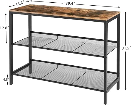 HOOBRO Console Table, Sofa Table with 2 Flat or Slant Adjustable Mesh Shelf