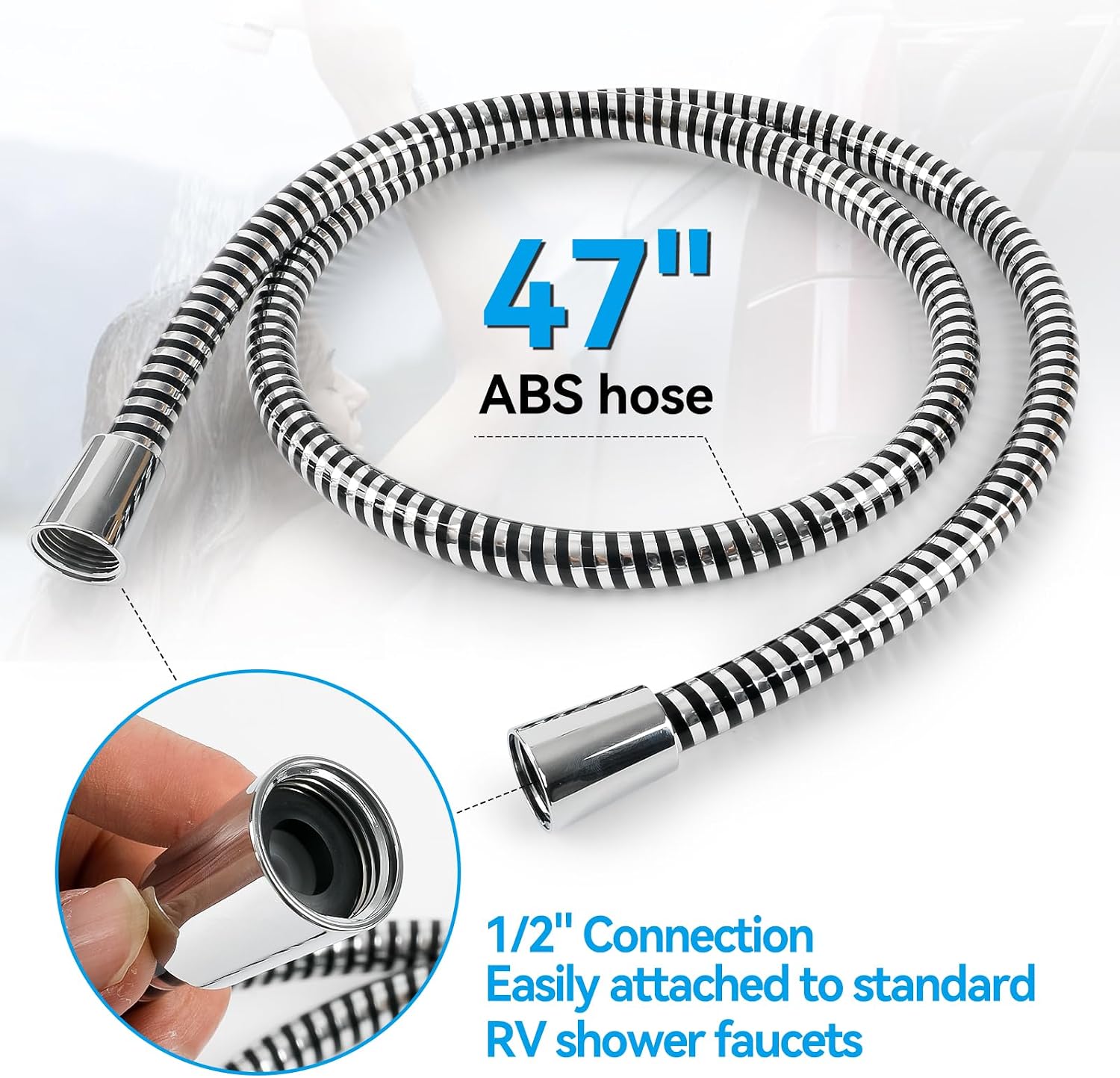 RV Shower Faucet Kit with Handheld Showerhead & Hose 4" On-Off RV Outdoor Shower Kits Leak & Rust Resistant for RV/Campers Travel Trailer Motorhome (Chrome)