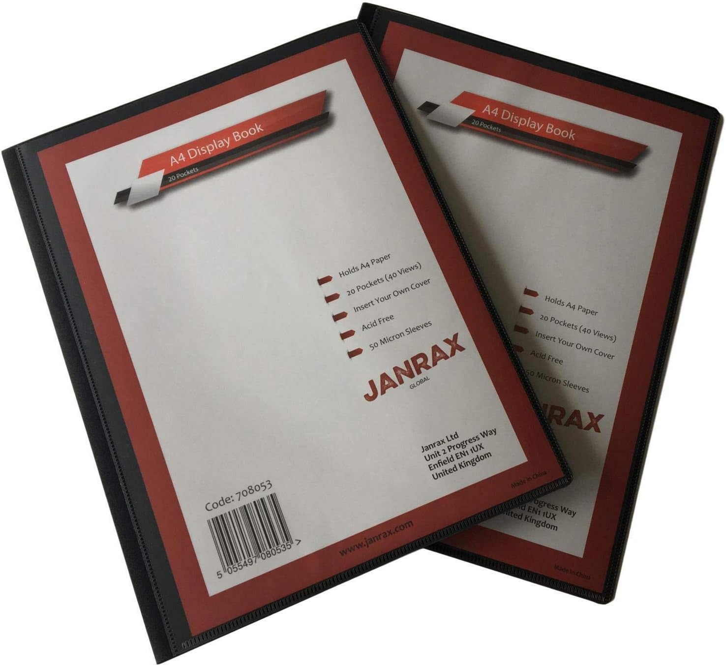 Pack of 12 A4 Presentation Display Books 20 Pockets (40 Views) by Janrax