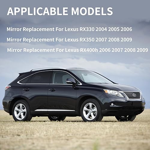 Miniatura 6 de Espejo lateral de pasajero de repuesto para Lexus RX330 2004-2006 RX350 2007-2009 RX400h 2006-2009 – Espejo de cristal, espejo retrovisor derecho