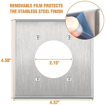 Journeyman-Pro NEMA 14-50 Commercial, Industrial Grade U.L. Approved 50 AMP 240V Receptacle w/ 2-Gang Stainless Steel Cover | 50A Wall Range Outlet,EV,RV, 125/250V (Black w/2-Gang SS Cover)