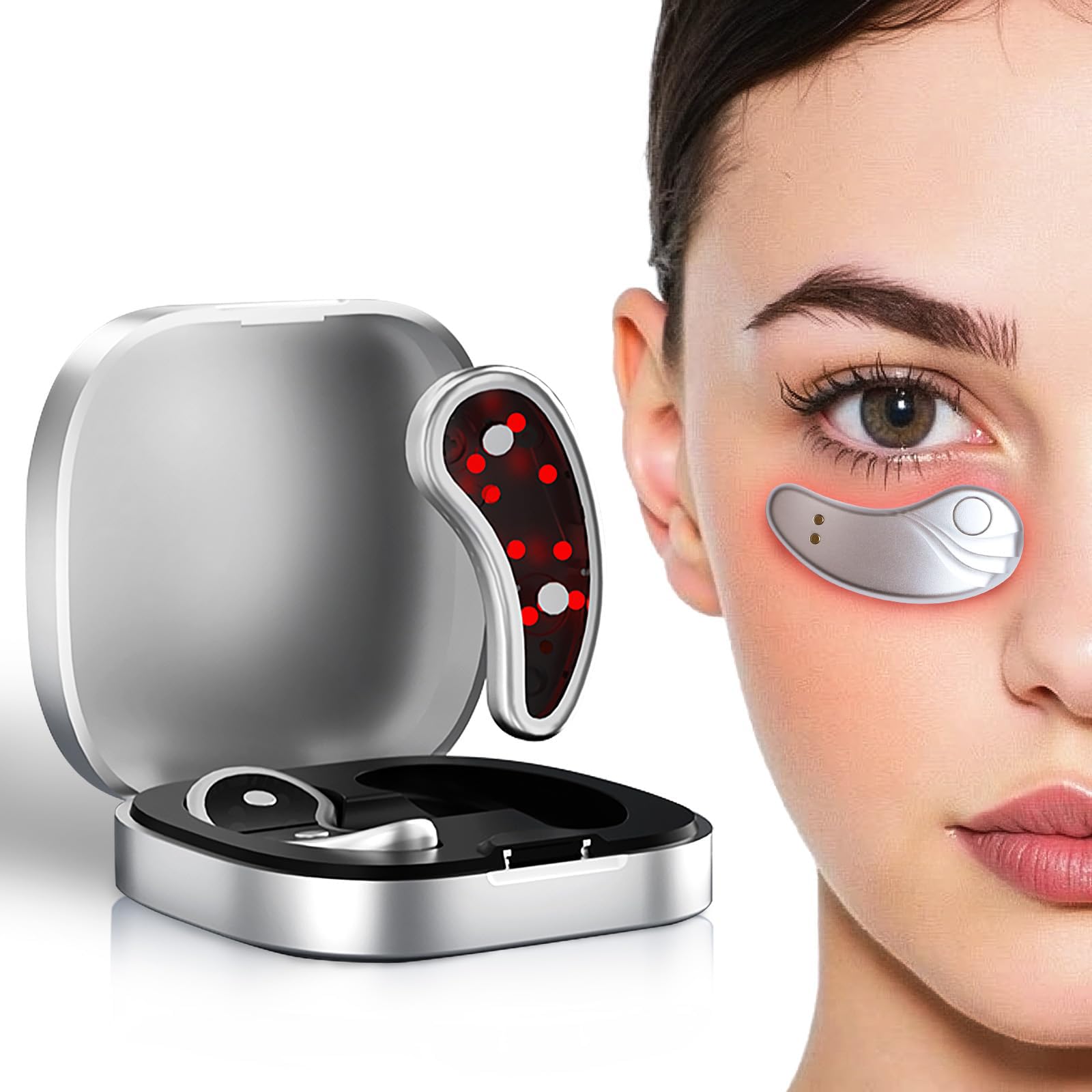 Glowpads Pro Wiederverwendbare Augenpads Augenpflege Gerät mit Rotlicht und Mikrostrom reduziert Schwellungen Augenringe feine Linien Premium Beauty Technologie für strahlende Augen