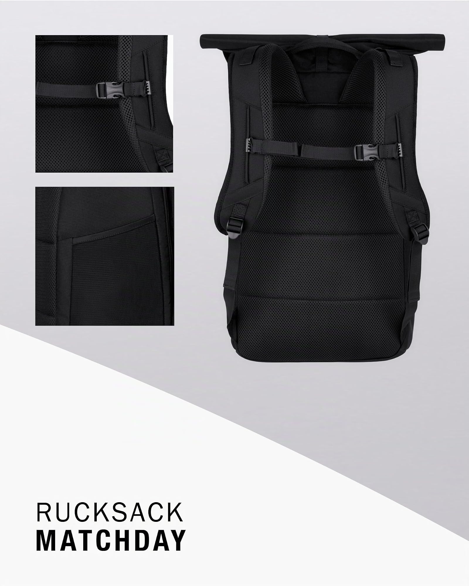 JAKO Rucksack Matchday – Vielseitiger Laptop Rucksack mit geräumigem Hauptfach und Bodenfach, praktisch für Alltag, Arbeit und Reisen, 100% recyceltes Polyester
