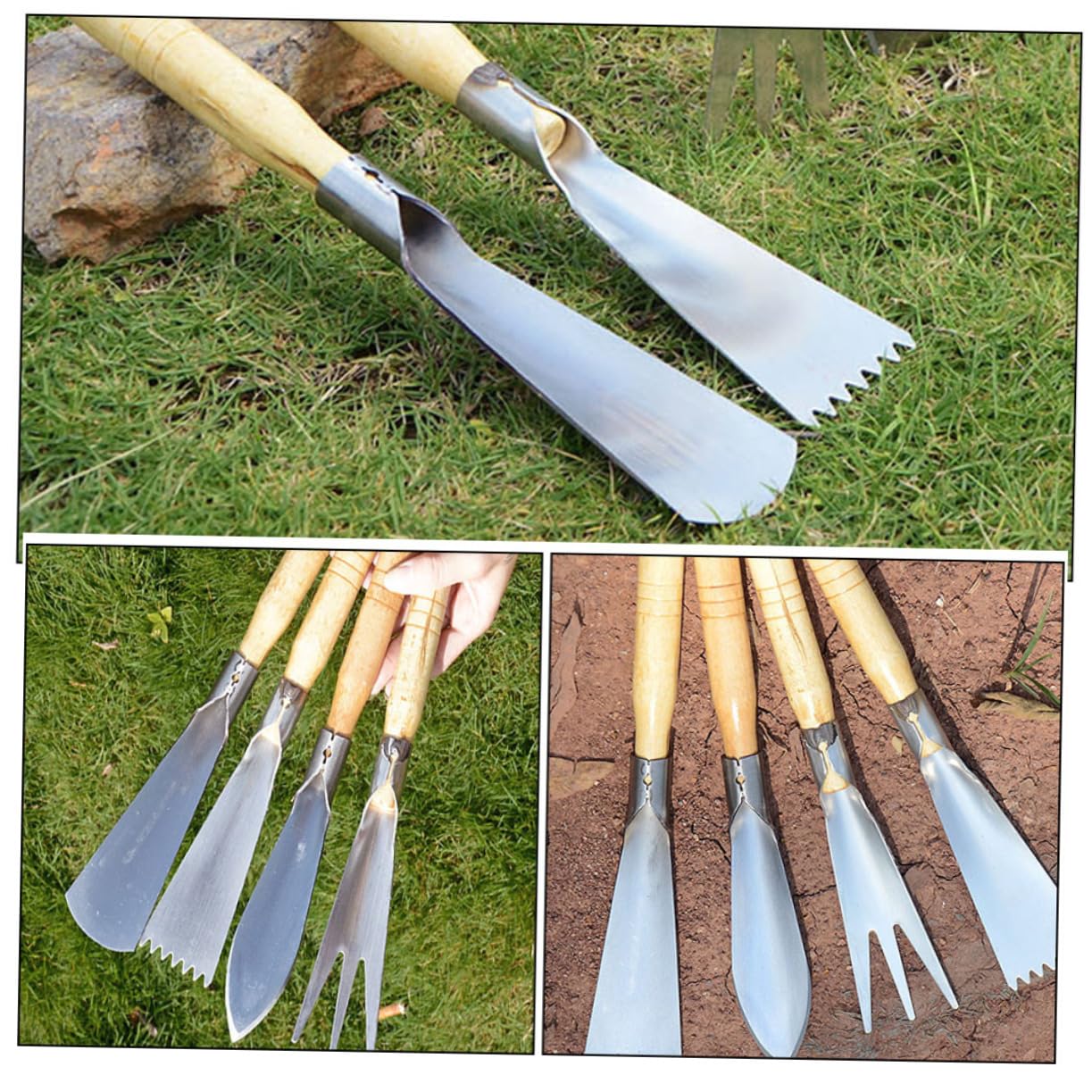 UKCOCO 4 Pièces Acier Inoxydable de Outils de Jardinage Pratiques pour Transplantation Désherbage Plantation de Plantes