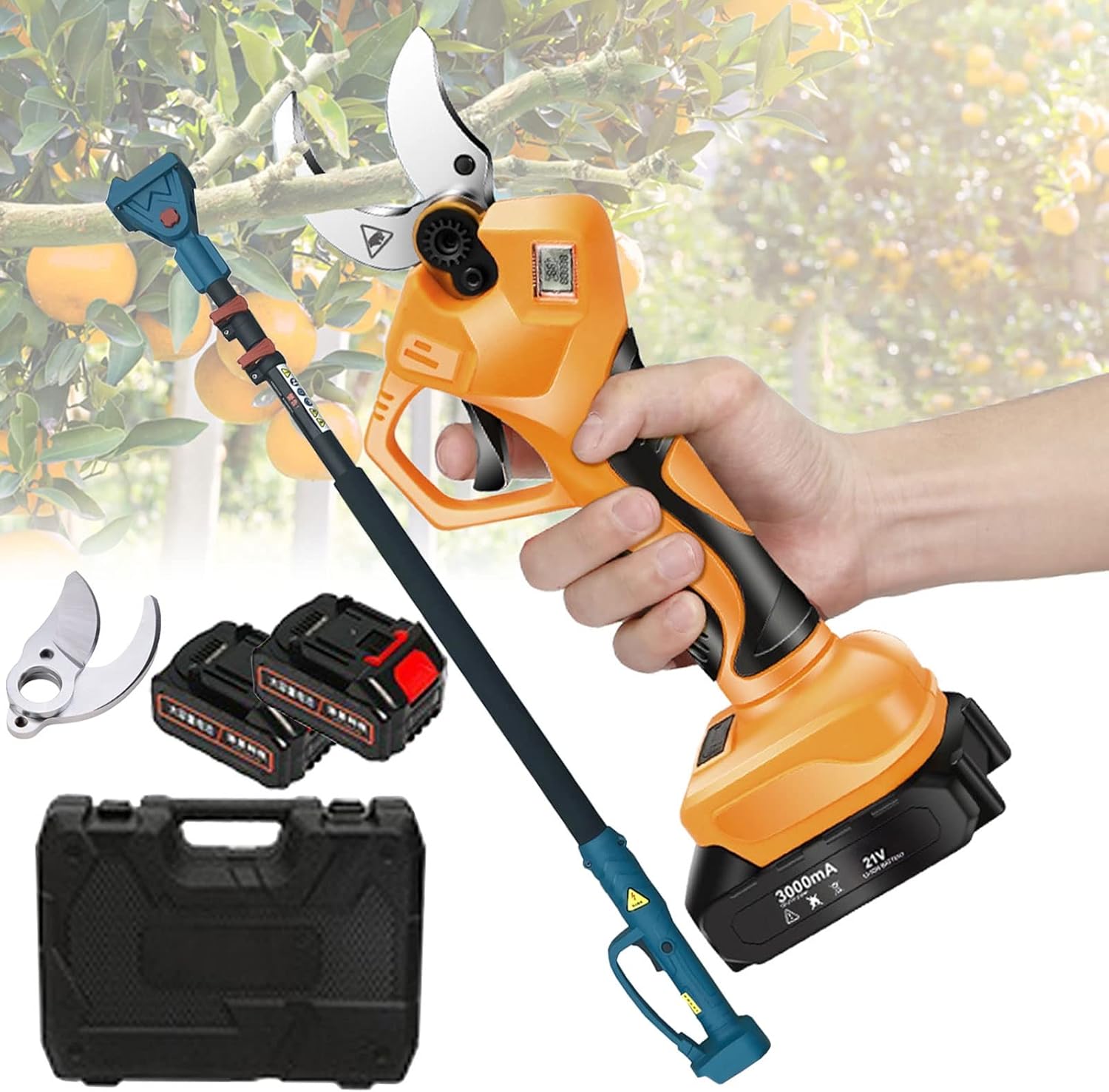 MMCUBE Electric Pruning Shears Rechargeable Long Reach Pruner,Extension