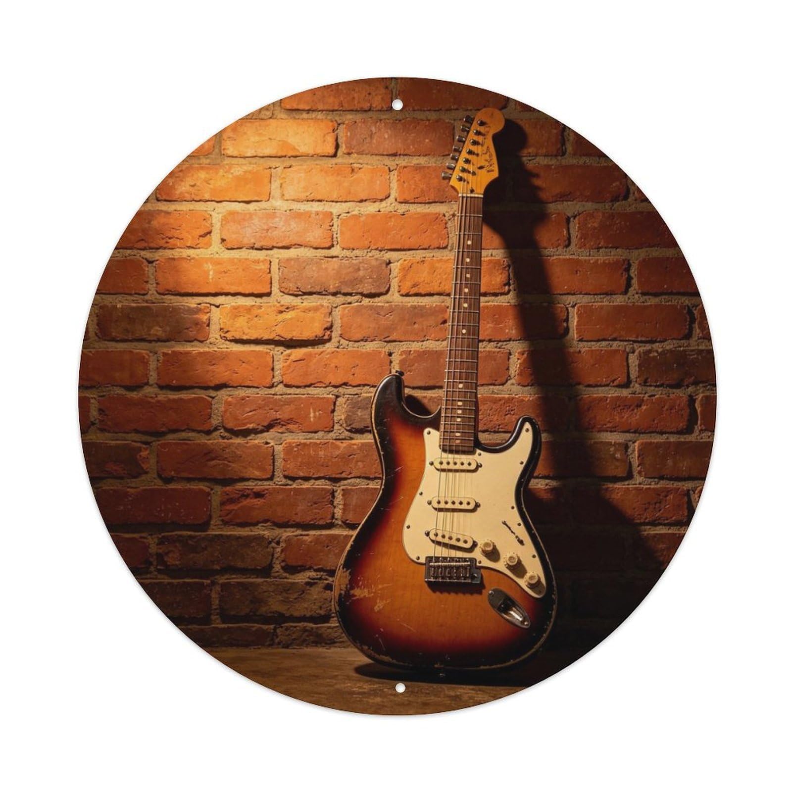 Vintage Electric Guitar Brick Wall Metal Tin Sign Plaque