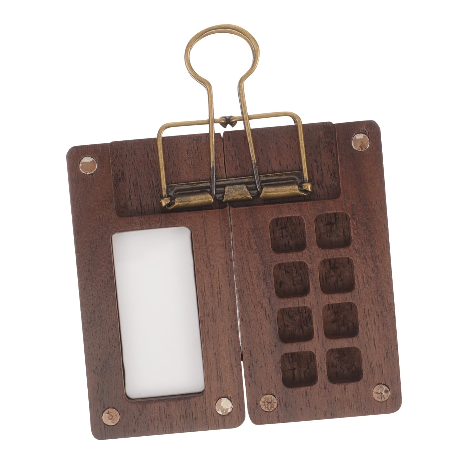 Cabilock 1 Juego palets de Madera Pallet Madera Palet Madera Estuche Acuarelas Palette Mini Caja de Mezcla de pigmentos de Acuarela Paleta de Acuarela portátil paletas de Acuarela Coffee