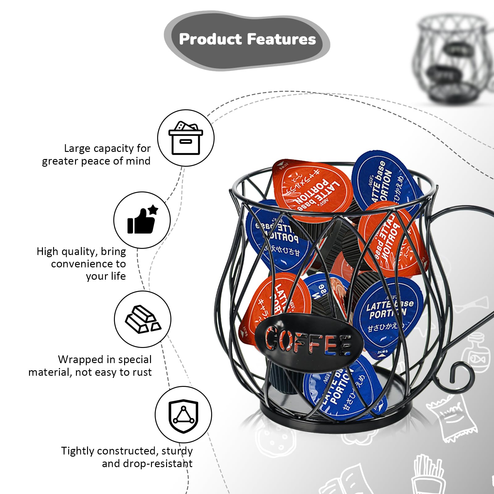 Cestino Porta Capsule Di Caffè (nero), Porta Cialde Di Caffè