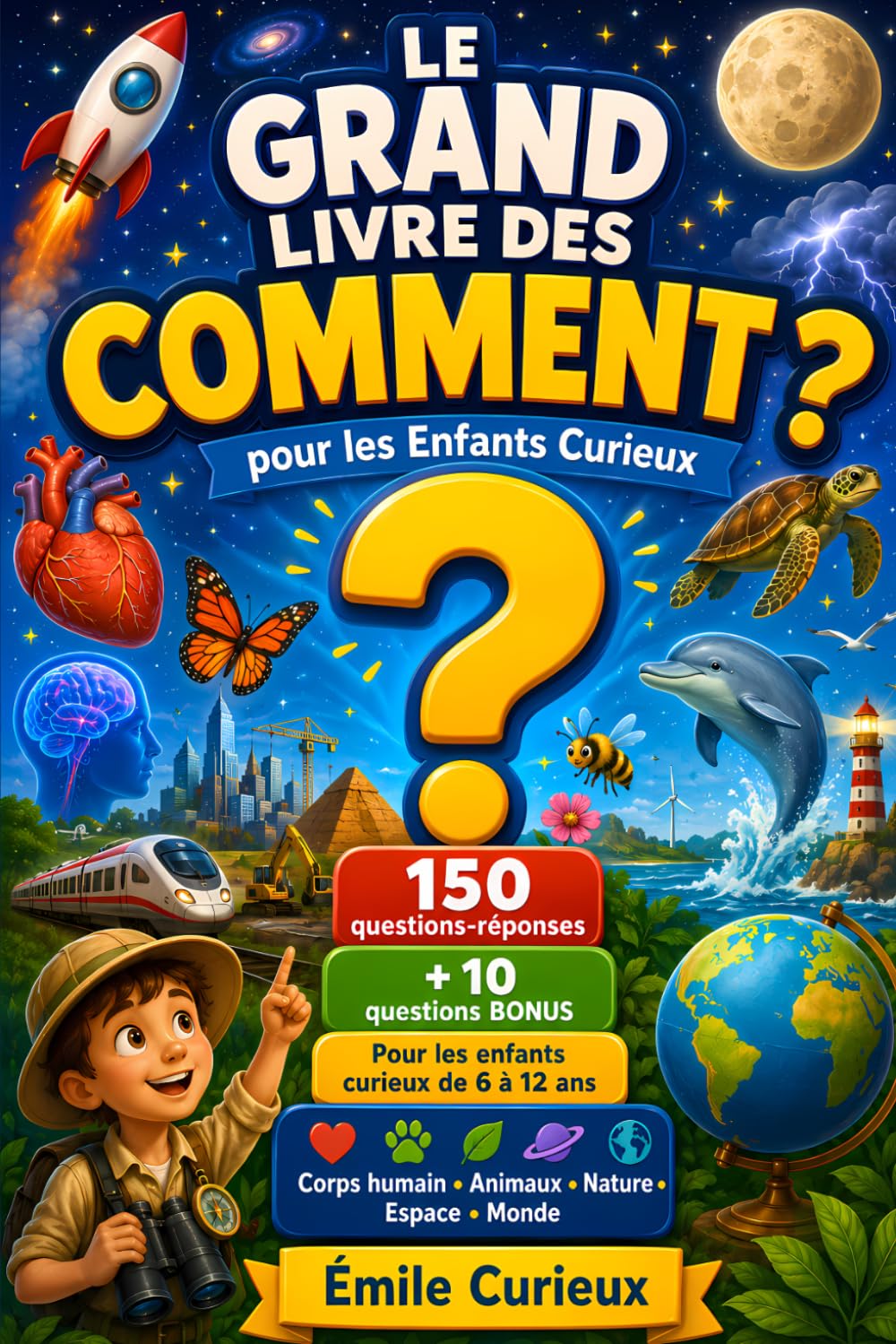 Le Grand Livre des Comment pour les Enfants Curieux: 150 questions-réponses pour comprendre le corps humain, les animaux, la nature, l'espace et le ... (Les Grandes Questions d’Émile Curieux)